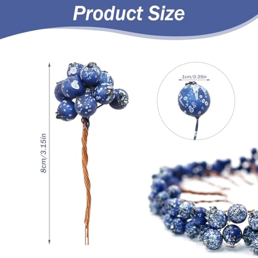 Jolof Store Artificial Blueberries – 20 Pack Fake Fruit for Home Decor