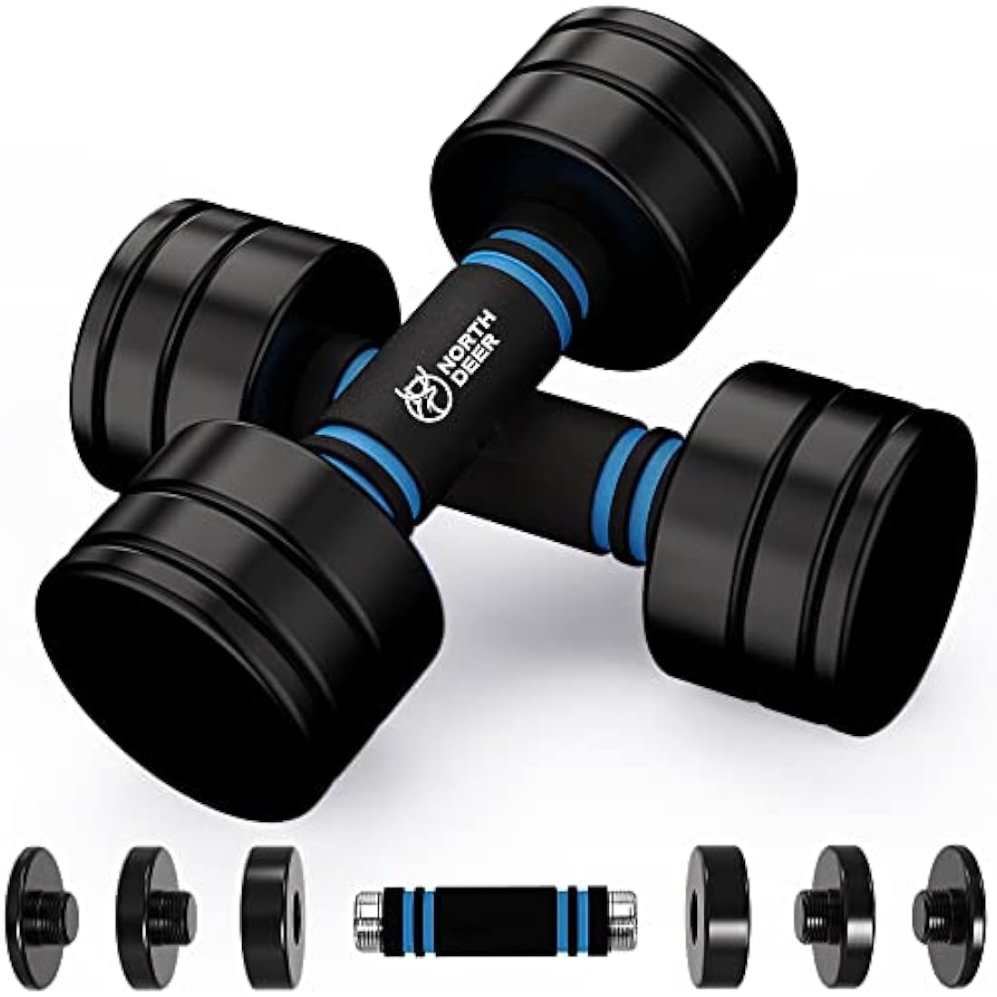 Northdeer Adjustable Steel Dumbbells | Ultracompact Chrome Weights