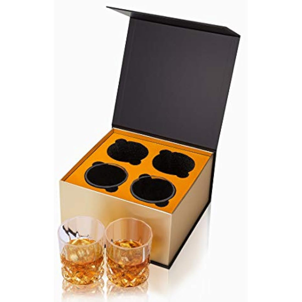 KANARS Lead-Free Crystal Whiskey Glasses Set of 4 | 300ml Bourbon Tumblers