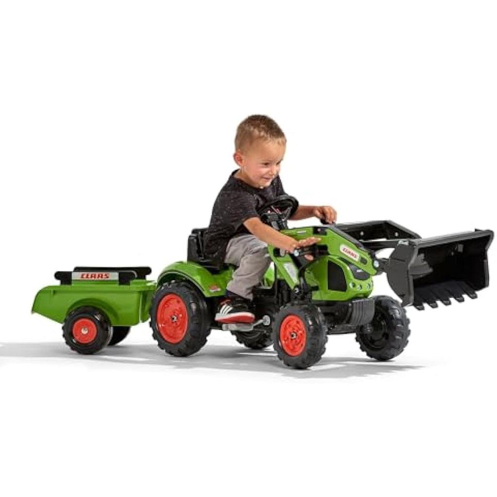 Falk Claas Pedal Ride-On Tractor with Backhoe and Trailer for Ages 2-5