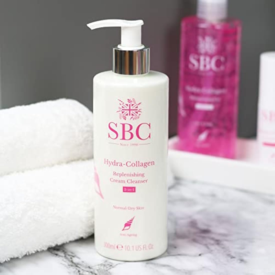 SBC Skincare Hydra-Collagen Replenishing Cream Cleanser & Shammy 300ml