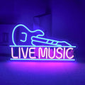 Live Music Neon Sign – Blue & Pink Guitar LED Wall Decor