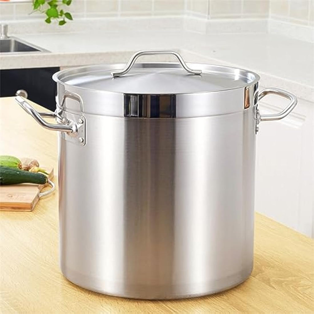 MOOTACO 25L Stainless Steel Stock Pot | Tri-Ply Induction Soup Pot