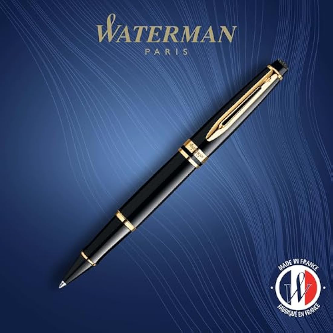 Waterman Expert Rollerball Pen | Gloss Black with 23k Gold Trim | Fine Point