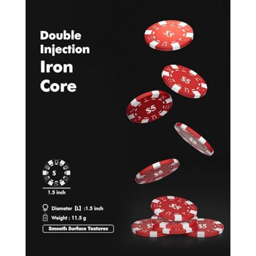 HEITOK 500pcs Poker Chips Set | Numbered Casino Set with Aluminum Case
