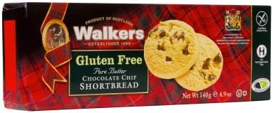 Walkers Gluten Free Chocolate Chip Shortbread Rounds, 140g (Pack of 12)