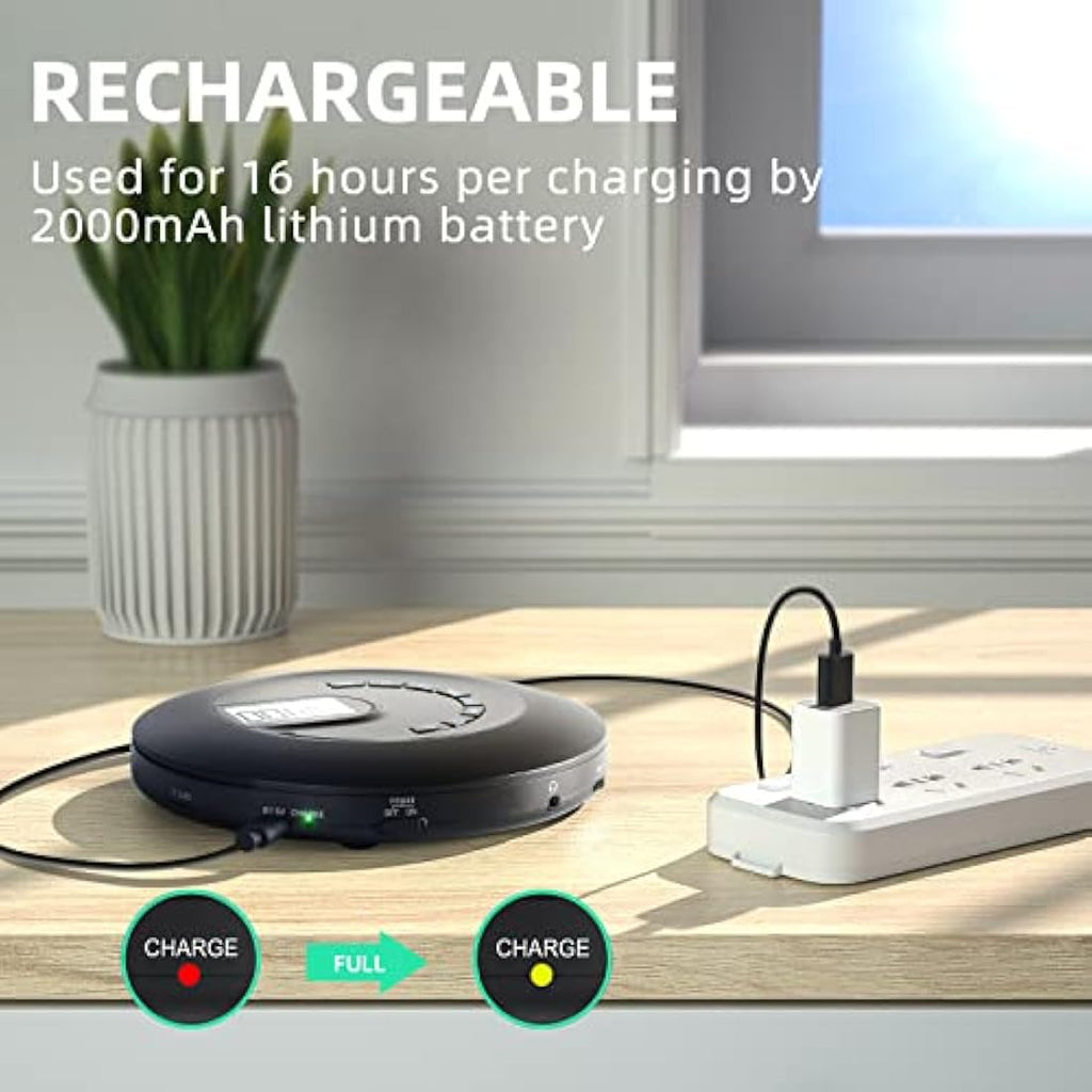 ARAFUNA Portable CD Player – Rechargeable HIFI Audio with Anti-Skip & AUX