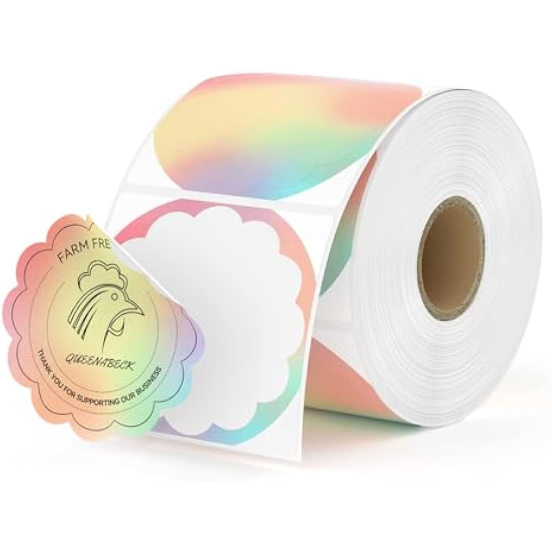 MUNBYN Flower Thermal Labels | 58x58mm Rainbow Adhesive Stickers | 500 Count