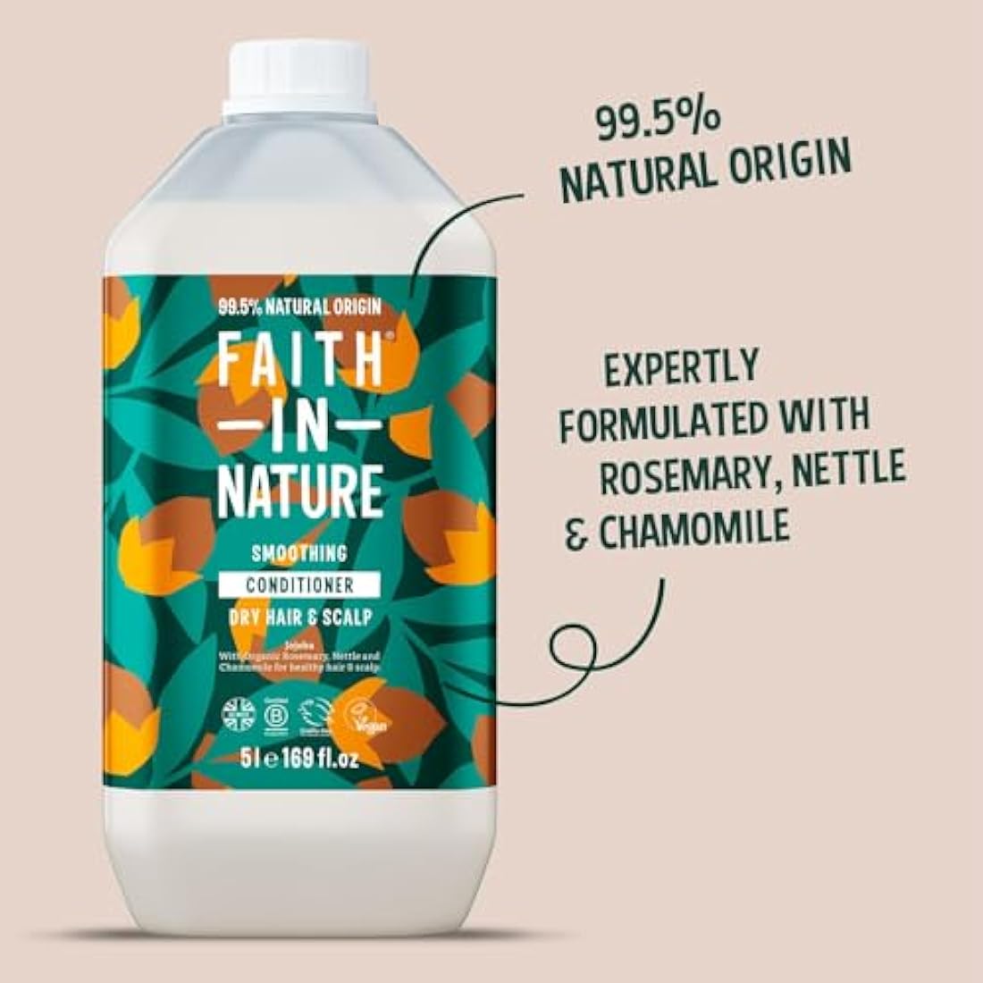 Faith In Nature Jojoba Conditioner - Smoothing 5L Bulk Refill Pack