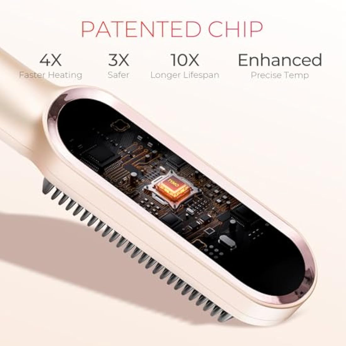 TYMO Hair Straightener Brush - 2-in-1 Ionic Ceramic Flat Iron, Peach