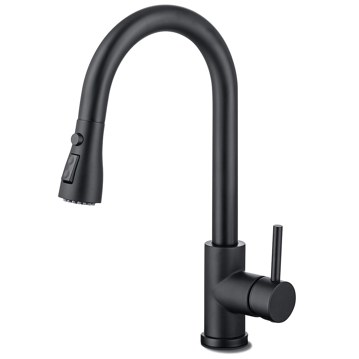 HASVREOG Pull-Down Kitchen Faucet | High Arc Dual Spray - Matte Black