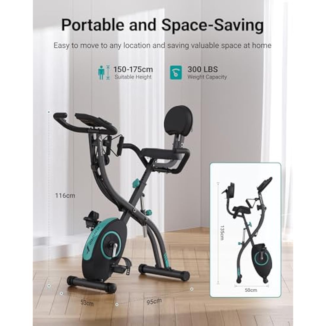 MERACH 4-in-1 Folding Exercise Bike | 16-Level Magnetic Resistance