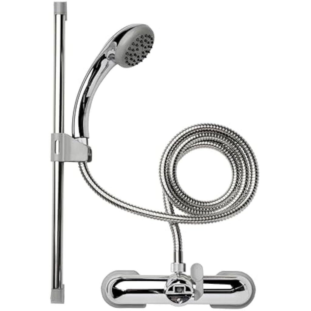Croydex Chrome Shower Mixer Set with Riser Rail and 1.5m Hose
