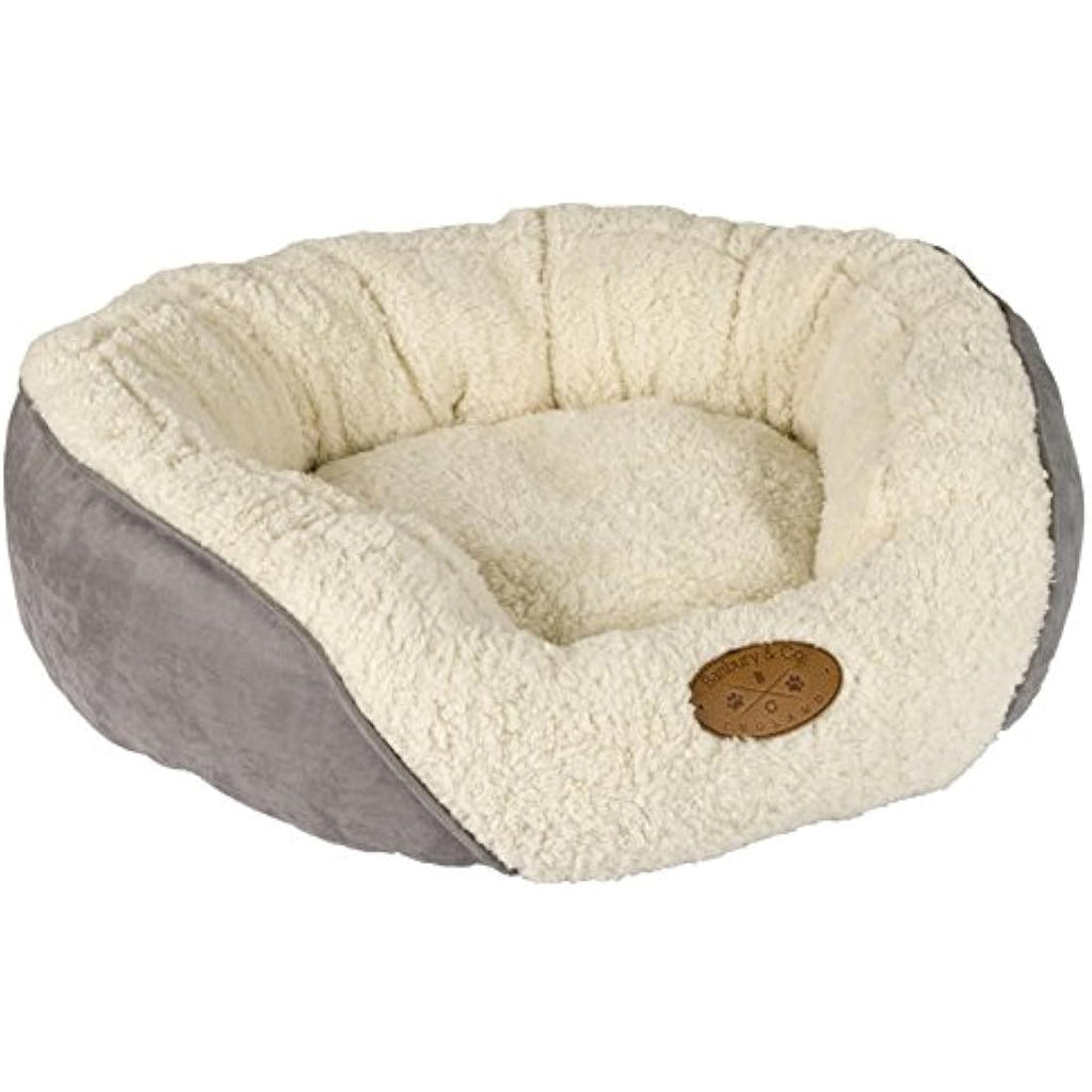 Banbury & Co Luxury Faux Fur Cat and Small Dog Bed - Grey Washable