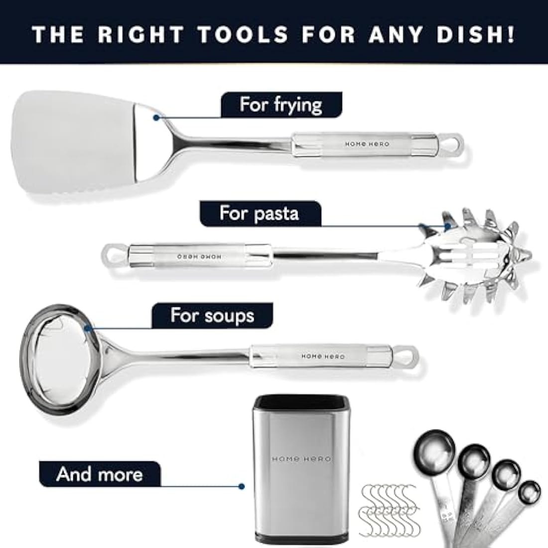 HomeHero 32-Piece Kitchen Utensils Set – Stainless Steel & Silicone Tools