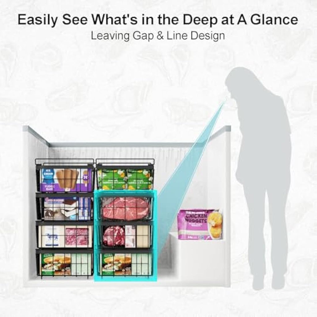 iSPECLE Chest Freezer Baskets | 4 Pack Expandable Wire Organizers