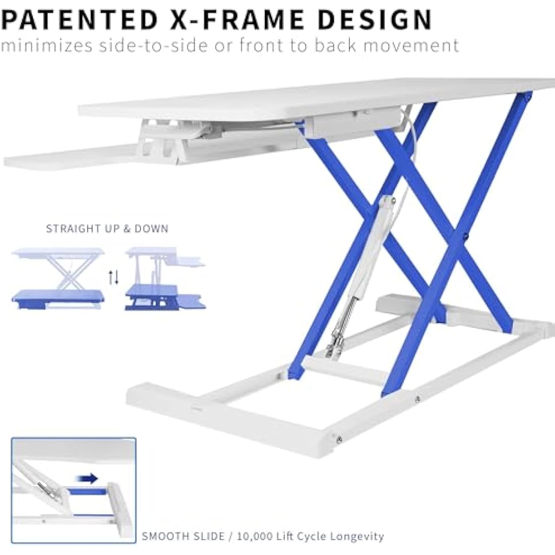 VIVO 81cm Height Adjustable Desk Converter | Dual Monitor Riser, White