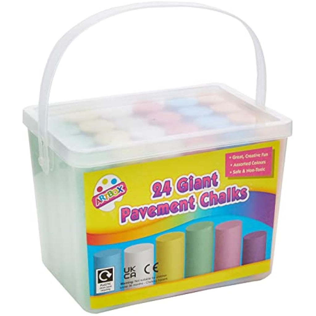 Art Box Giant Pavement Chalks - 24 Piece Sidewalk Chalk Tub for Kids