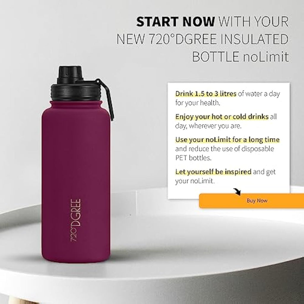 720°DGREE noLimit Insulated Water Bottle with Infuser - 950ml Steel