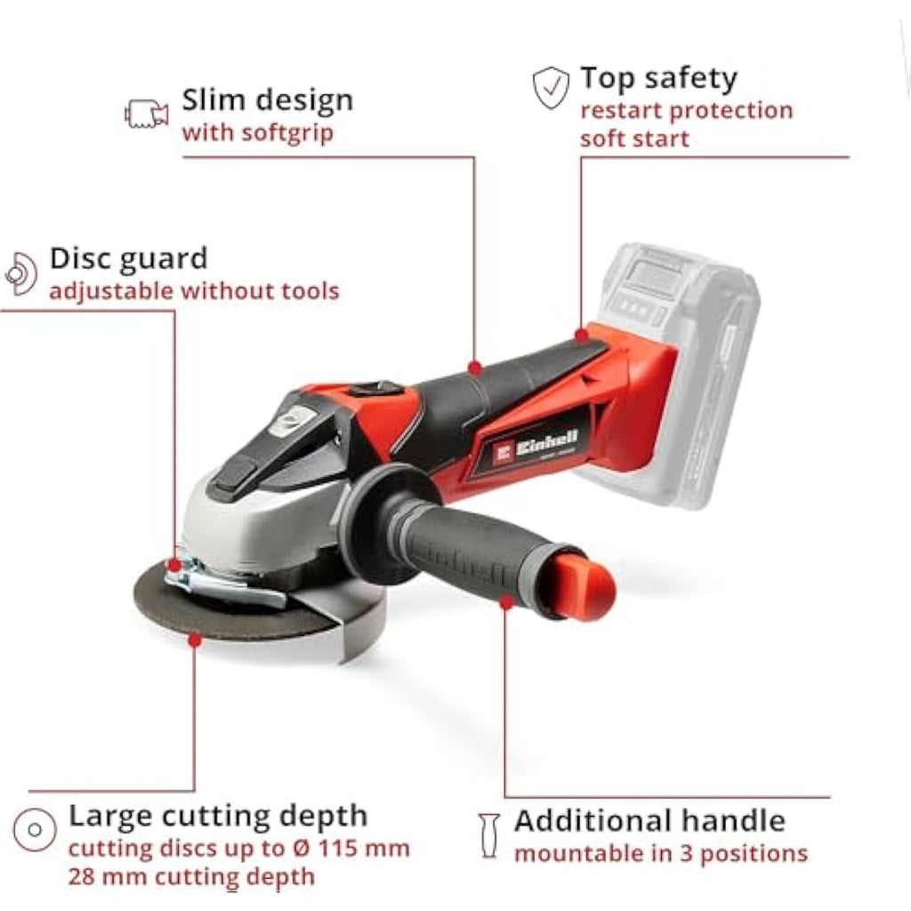 Einhell TE-AG 18/115 Li 18V Cordless Angle Grinder – 115mm Solo