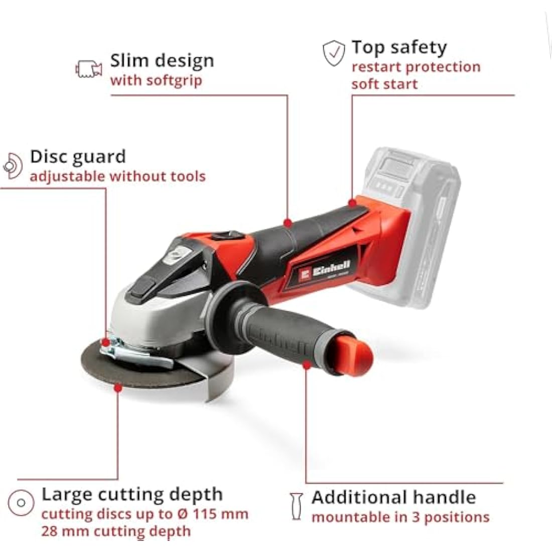 Einhell TE-AG 18/115 Li 18V Cordless Angle Grinder – 115mm Solo