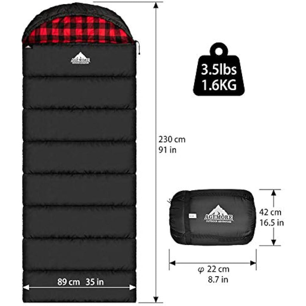 Mcota XL Cotton Flannel Sleeping Bag | 3-4 Season Waterproof Camping Gear
