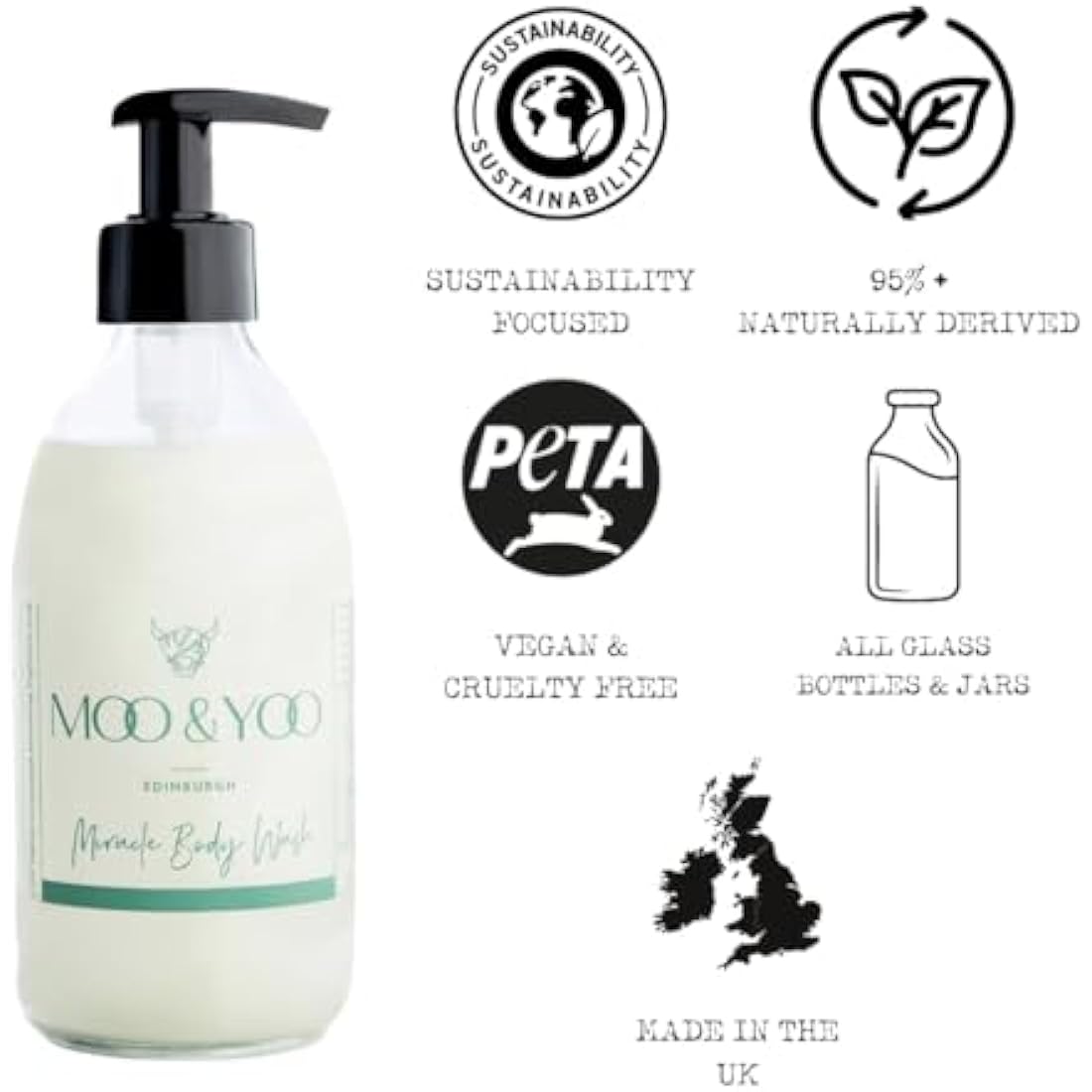 Moo & Yoo Natural Body Wash – Marula Oil & Icelandic Moss – 250ml