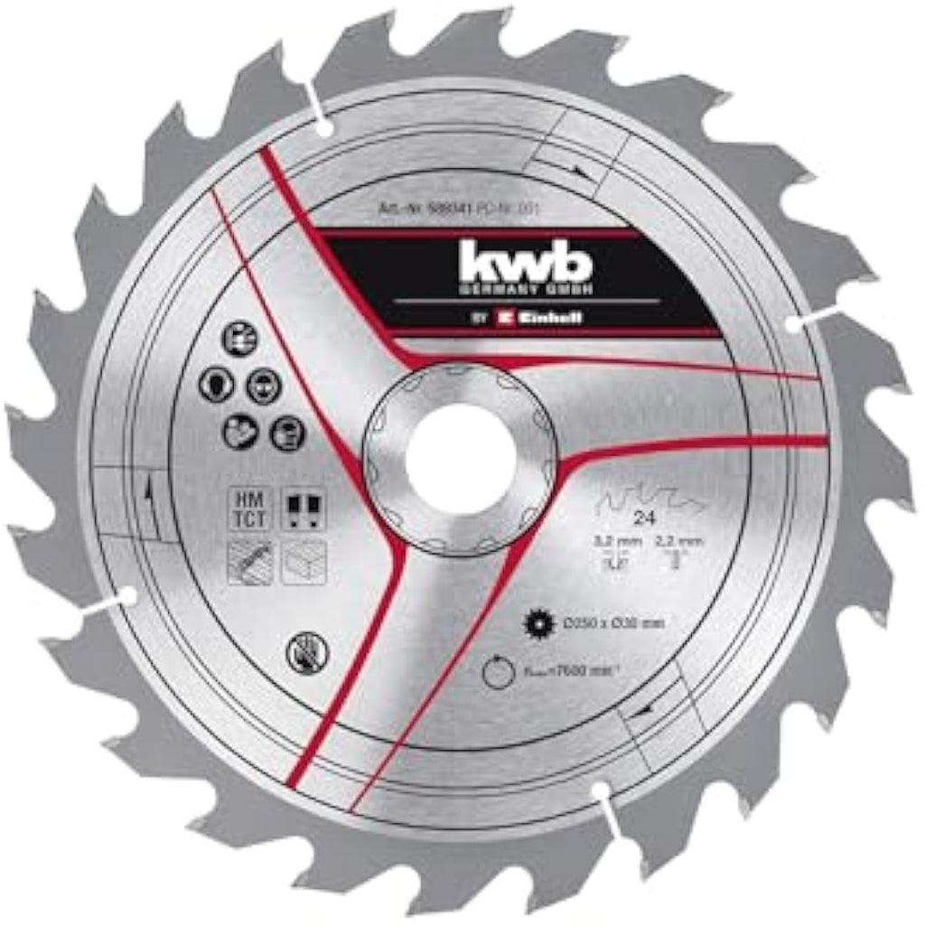 kwb by Einhell TCT Saw Blade | 250 x 30 mm, 24 Teeth for Wood