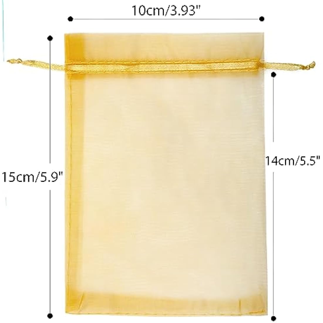 G2PLUS Gold Organza Gift Bags - 100 PCS 10x15cm Mesh Jewelry Pouches