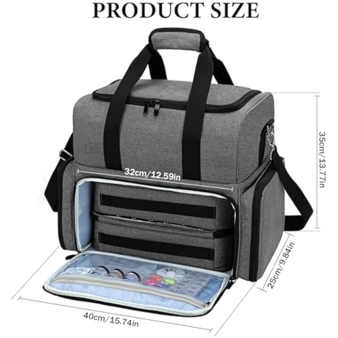 Nail Polish Organiser Bag - Holds 80 Bottles & UV Lamp, Grey