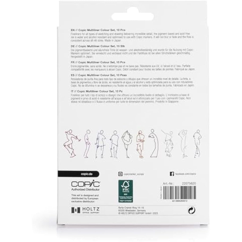 Copic Multiliner Set of 10 | Waterproof Archival Fineliner Pens