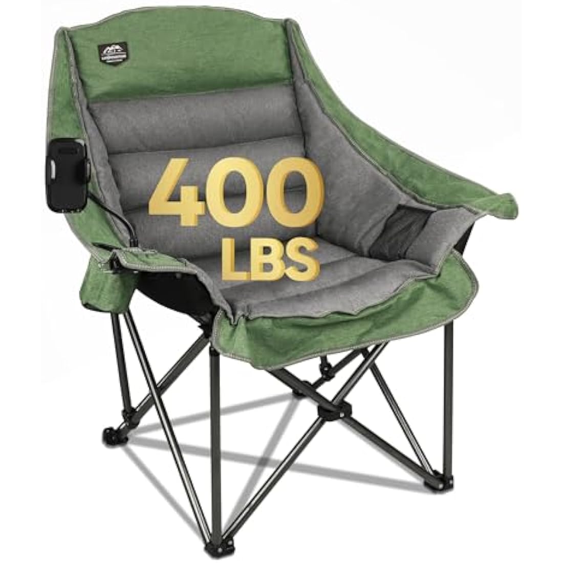 LANMOUNTAIN Oversized Folding Camping Chair - Heavy Duty 400lbs Padded Green