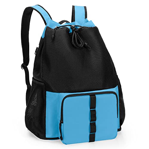 Fasrom Mesh Beach Backpack – Sand-Free Bottom Swim & Gym Bag, Blue