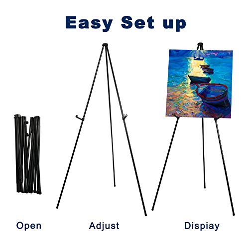 Mutualsign Portable Art Easel | 168cm Folding Tripod Display Stand - Black