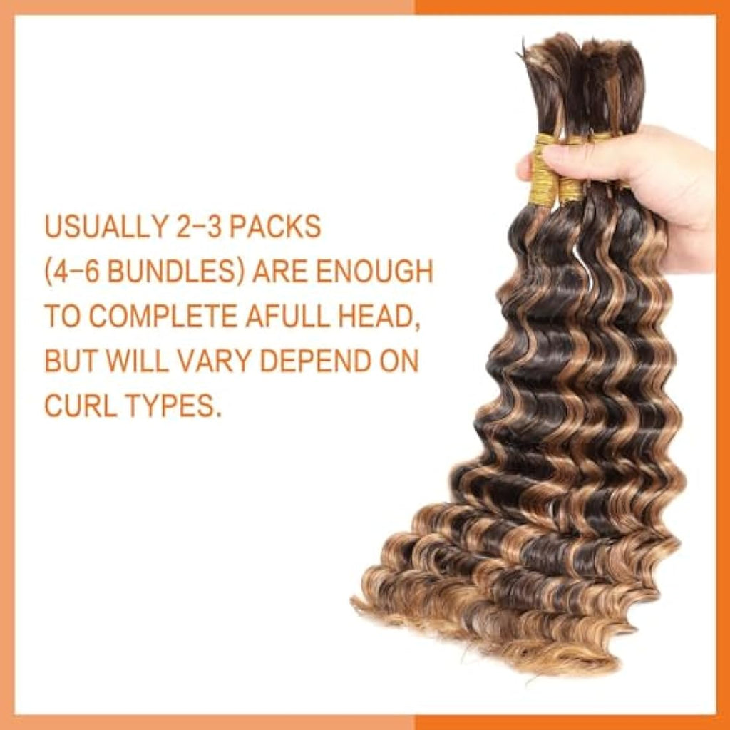 Jolof Store Deep Wave Bulk Human Hair for Braiding – 20 Inch, 100g