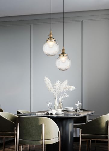 Yosoan Antique Ribbed Glass Globe Pendant Light | Industrial Edison Fitting