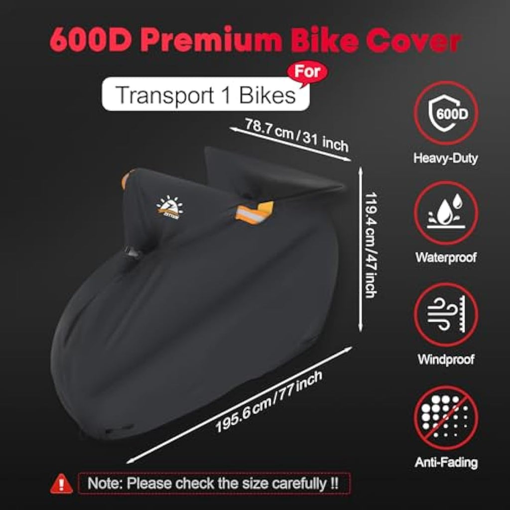 Zettum Waterproof Bike Cover for 1 Bike – Heavy Duty 600D Hitch Rack Storage