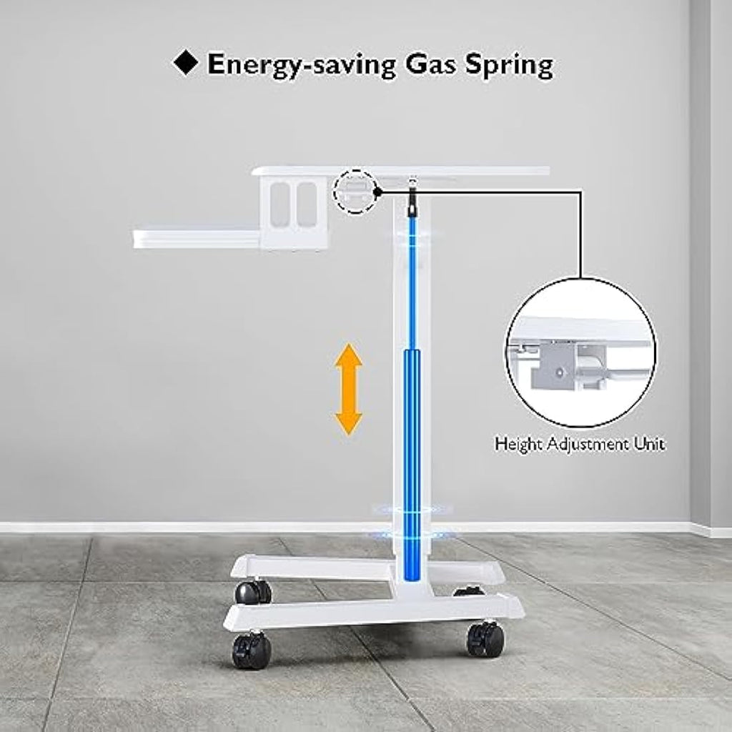 BONTEC Mobile Standing Desk – Height Adjustable Two-Tier Laptop Workstation