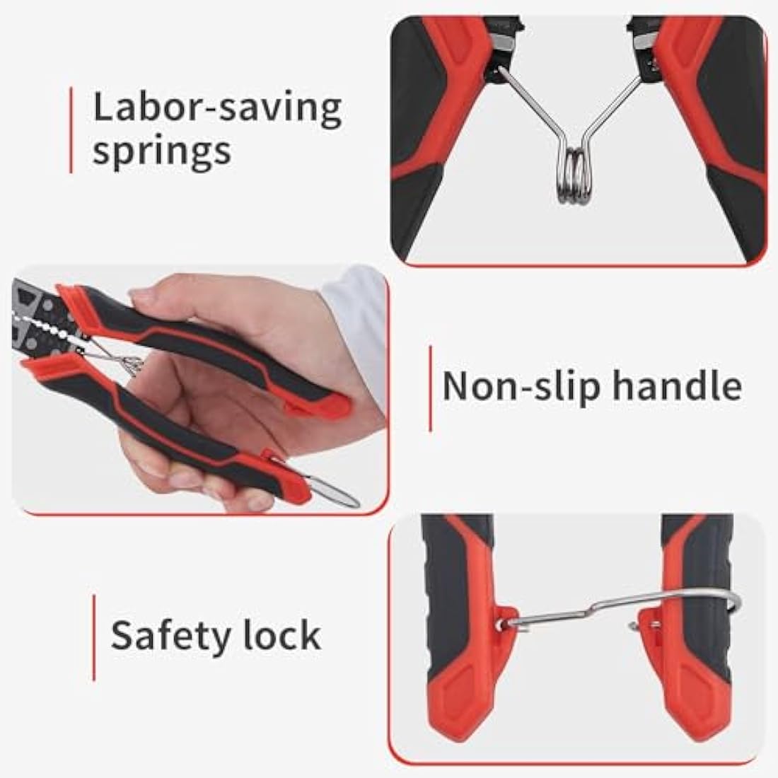 HOUSERAN 3-Piece Pliers Set | 55 Steel Spring Loaded Hand Tool Kit