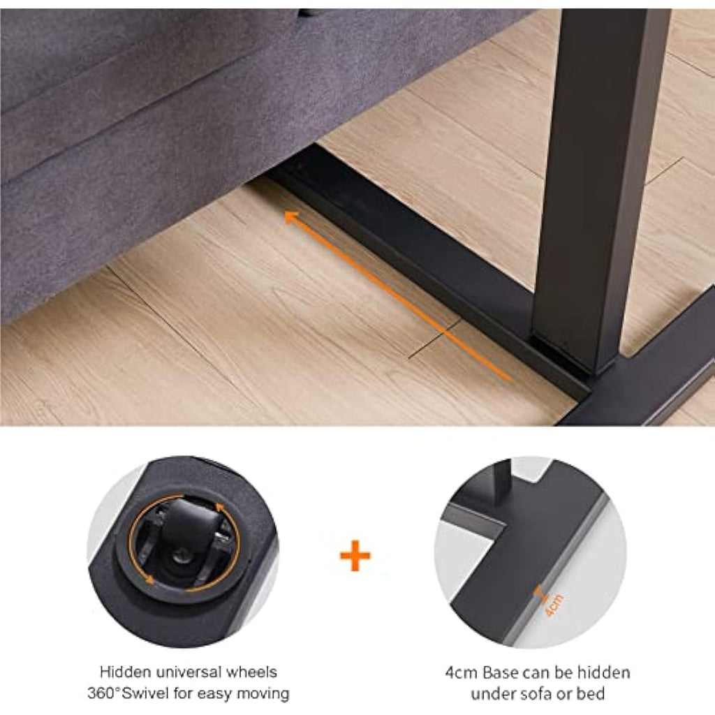 FATIVO Adjustable Overbed Table – C-Shaped Rolling Laptop Side Table
