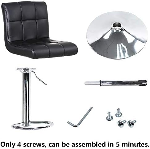KKTONER Swivel Bar Stool | Adjustable Black PU Leather Kitchen Chair