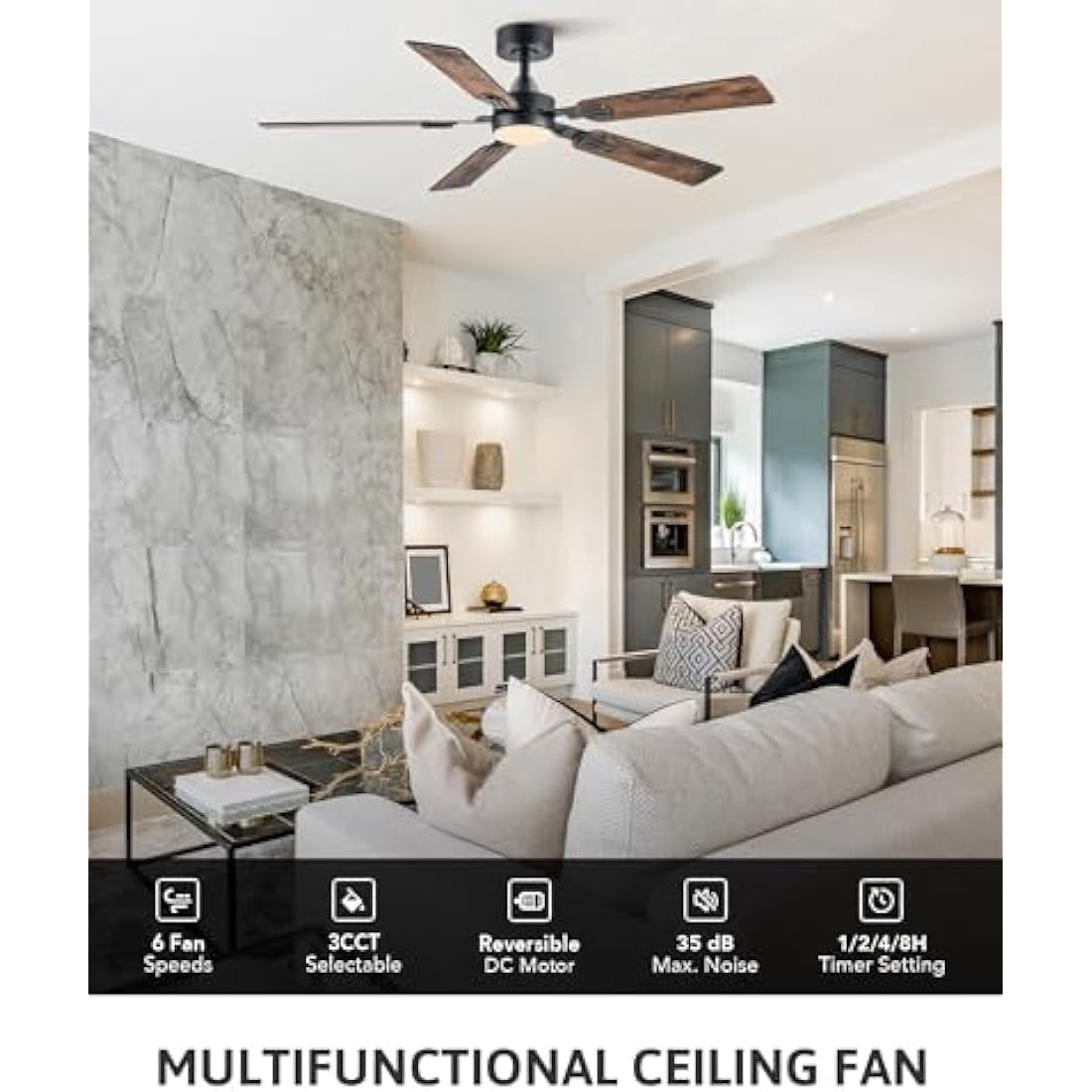 Vonluce 52" Modern Ceiling Fan with Light | Reversible DC Motor & Remote
