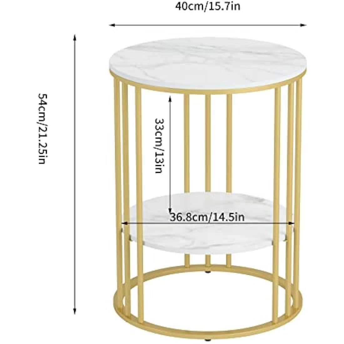 Marble Side Table – 2-Tier Round Sintered Stone End Table