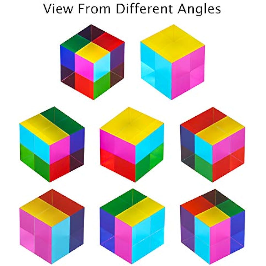 CMY Mixing Color Cube – 50mm Acrylic Optical Prism Desktop Toy