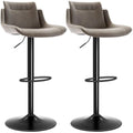 Jolof Store Bar Stools Set of 2 – Brown Swivel PU Leather Kitchen Chairs