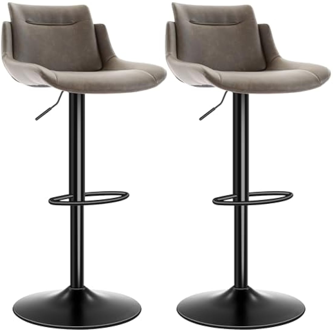 Jolof Store Bar Stools Set of 2 – Brown Swivel PU Leather Kitchen Chairs