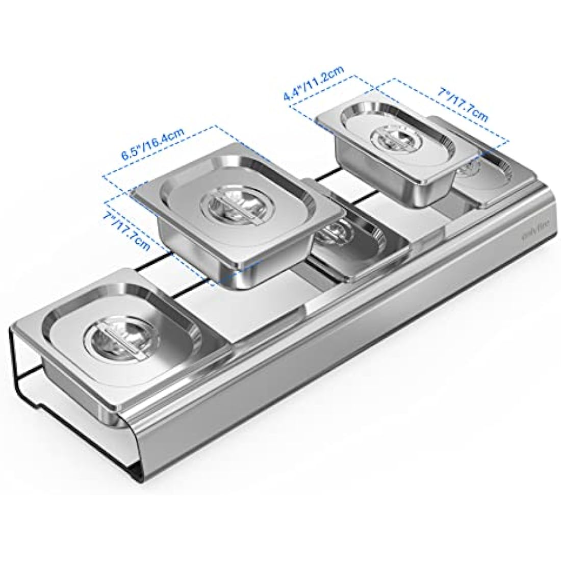 Onlyfire Pizza Topping Station – 5 Stainless Steel Prep Trays with Lid