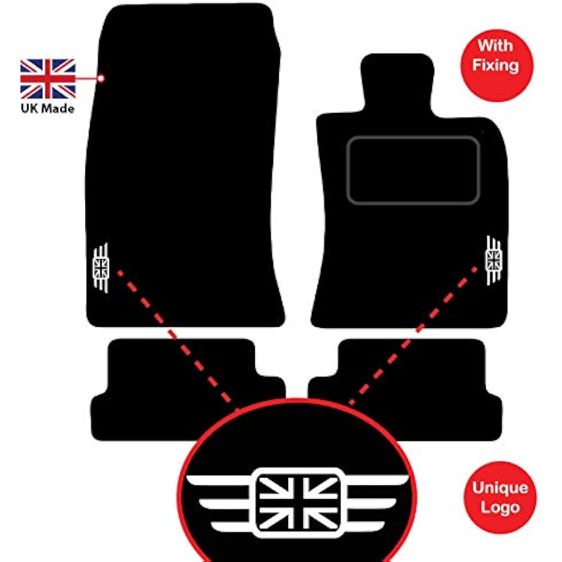 Lusso Car Mats for Mini Cooper R57 Convertible 2007-2015 | Silver Edging