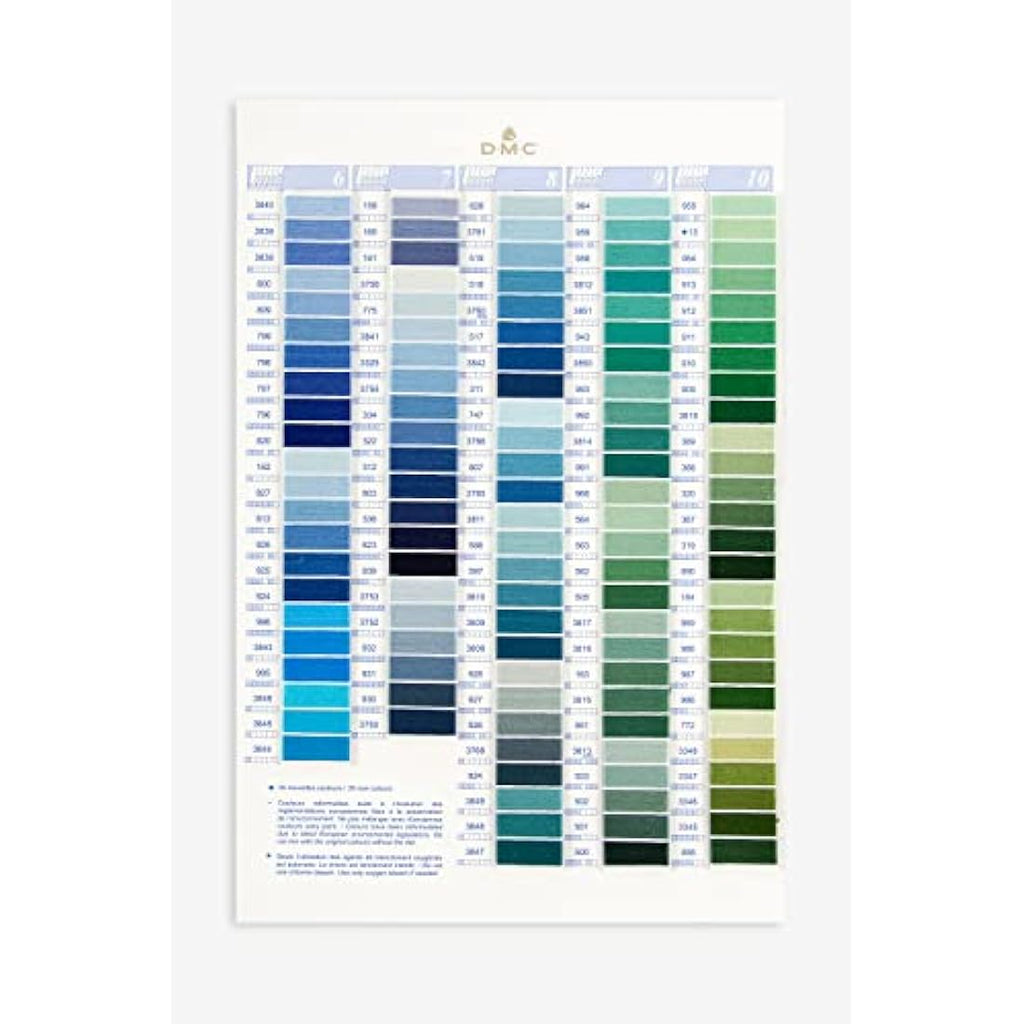 DMC Stranded Cotton Shade Card | Embroidery Thread Color Guide W100B