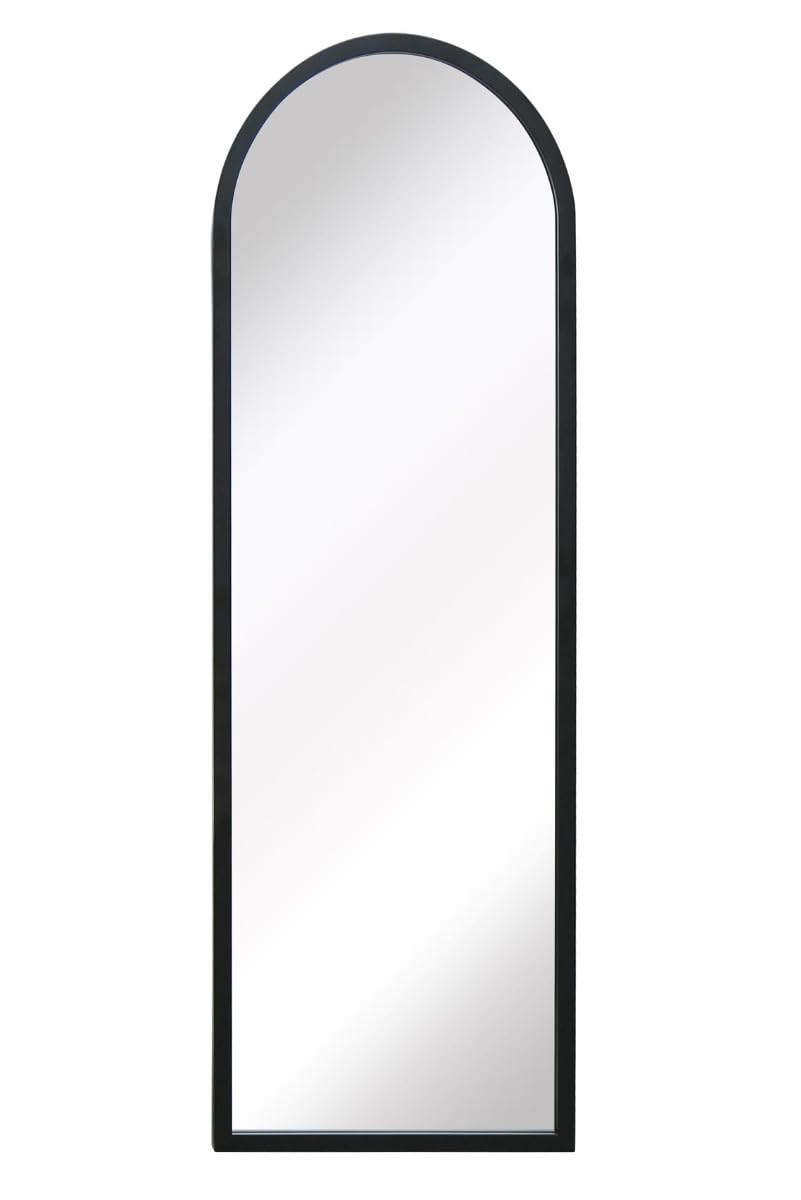 MirrorOutlet Arcus Black Metal Arched Wall Mirror - 47" x 16"